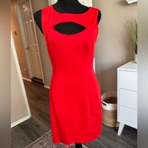 Red Guess body con cut out dress in 6.